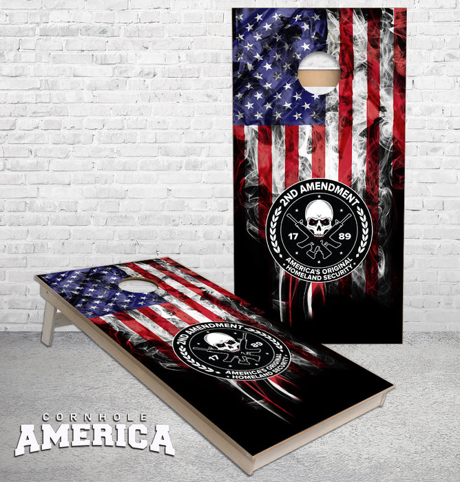 2nd Amendment US Flag skull Cornhole Boards