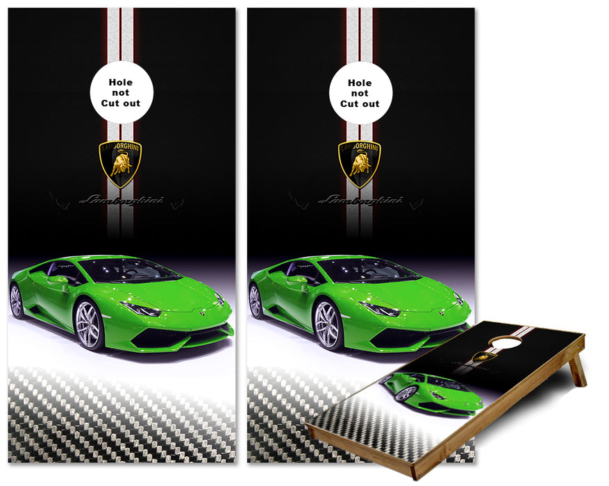 Lime Green Lamborghini Car Cornhole WRAPS