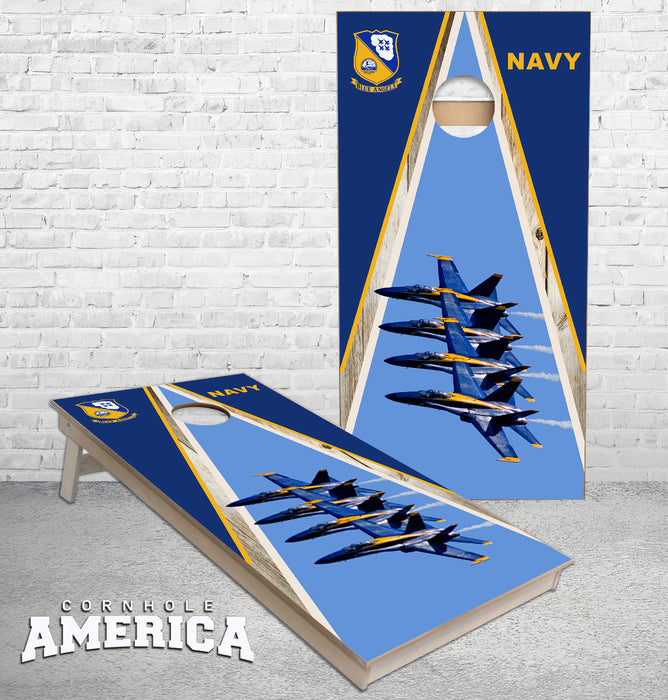 Blue Angels Navy F-18 cornhole board set