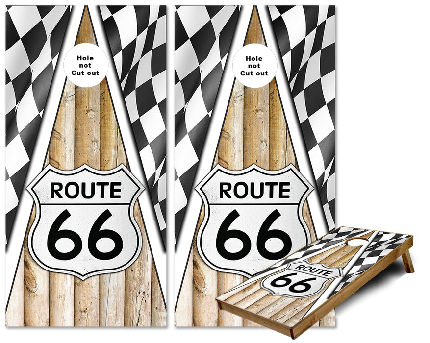 Route 66 Checkered Flag Cornhole wraps