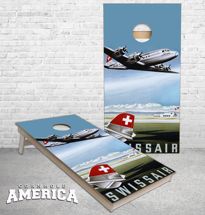 Swiss Air Aviation Cornhole Boards