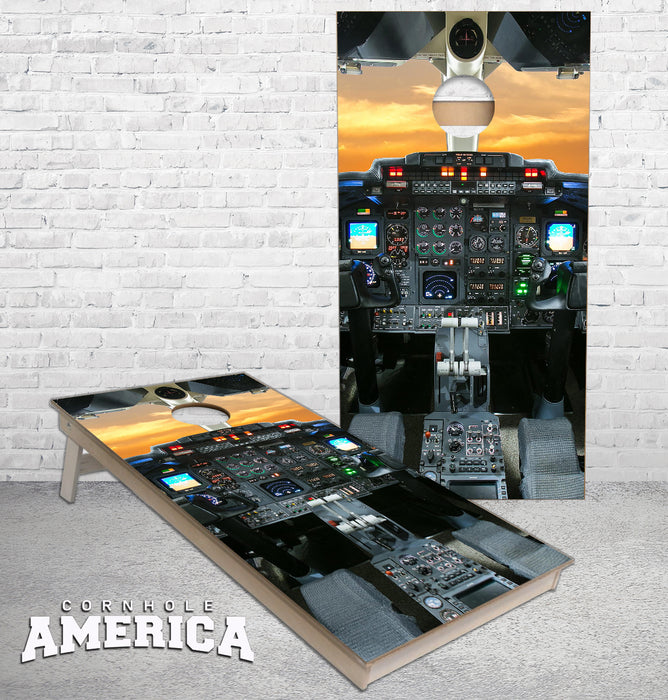 Jet Cock Pit Airplane instruments cornhole boards