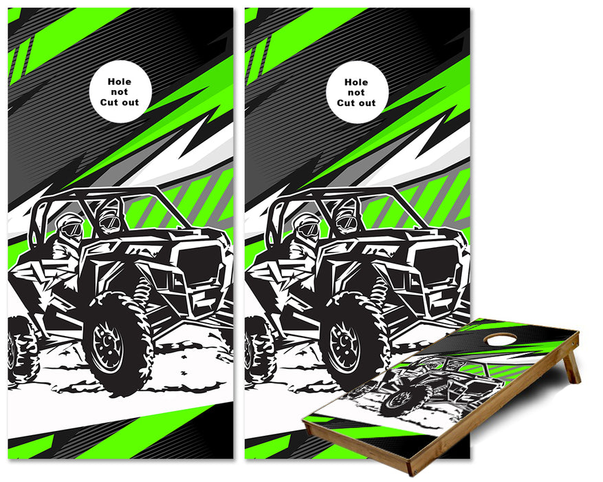 Side by Side ATV with Graphix cornhole wraps