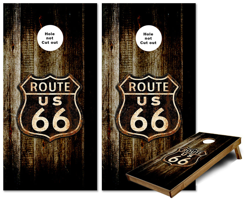 Route 66 Wooden sign cornhole wraps