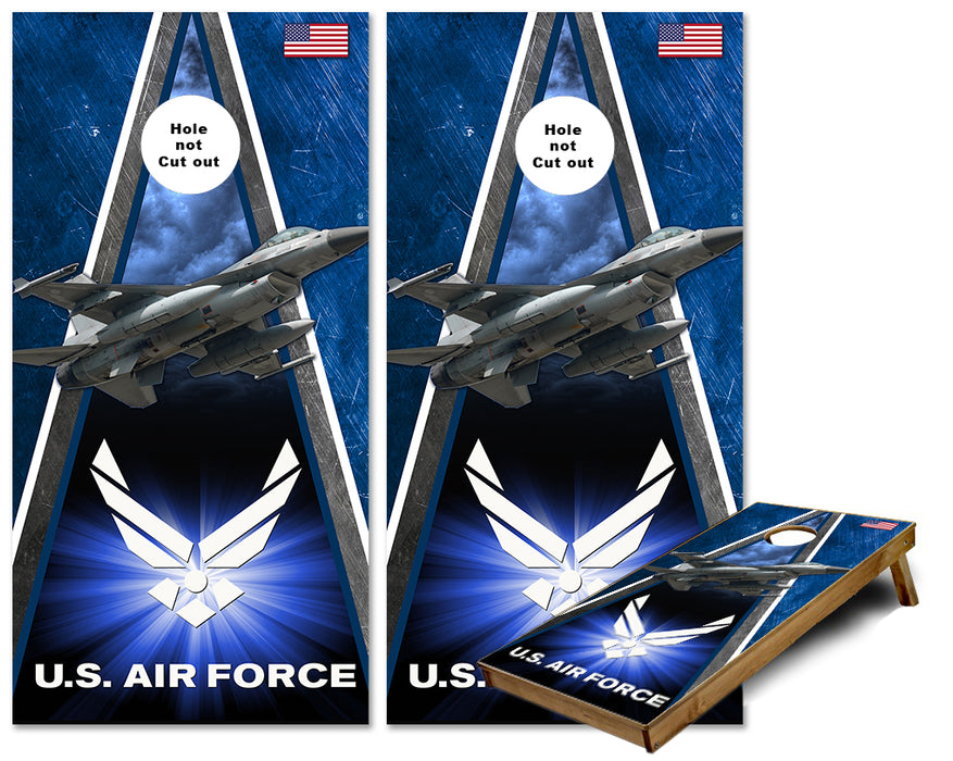 Air Force F-16 Fighter Jet triangle theme cornhole wraps