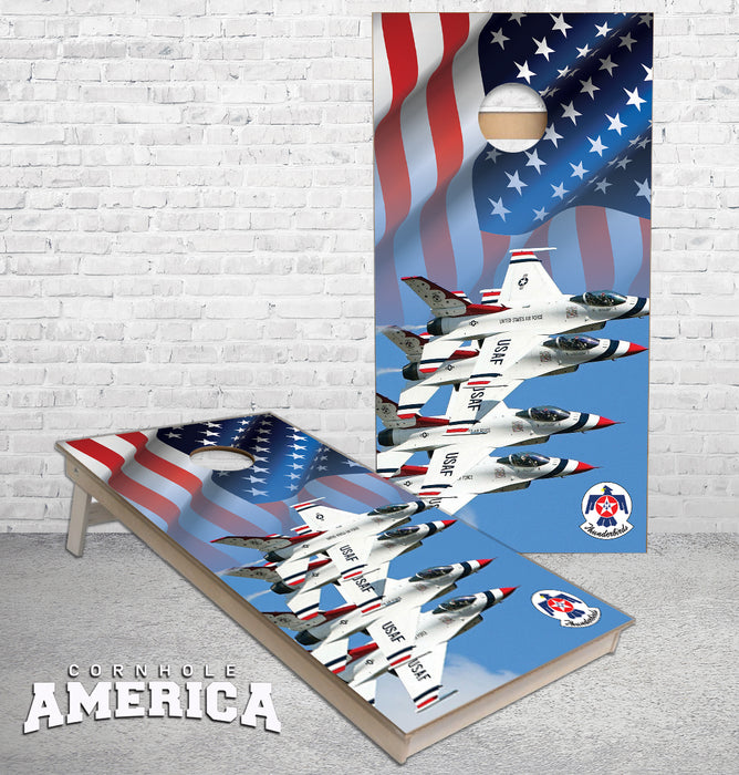 Air Force Thunderbirds F-16 flight team cornhole boards