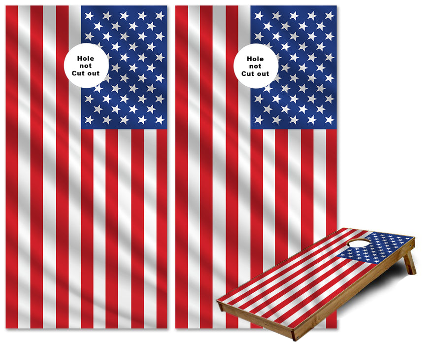 American Flag Waving cornhole wraps