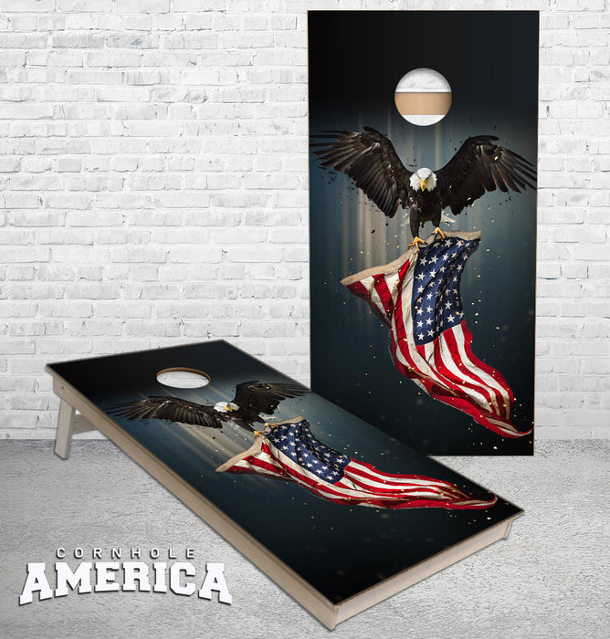 American Eagle red white Blue Cornhole Boards