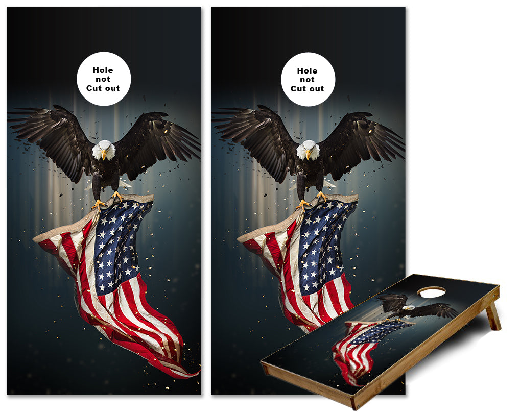 American Eagle Carry Us Flag Wings Spread Cornhole Wraps — Cornhole America