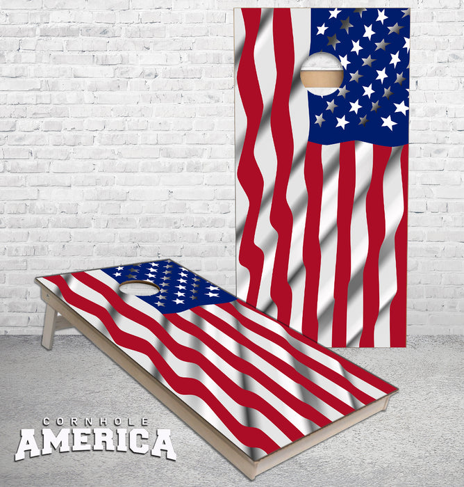 American Flag Ripple cornhole boards