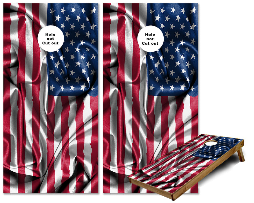 Rippled USA American Flag material cornhole wraps