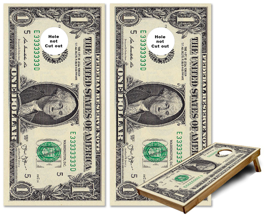 US One Dollar Bill cornhole wraps