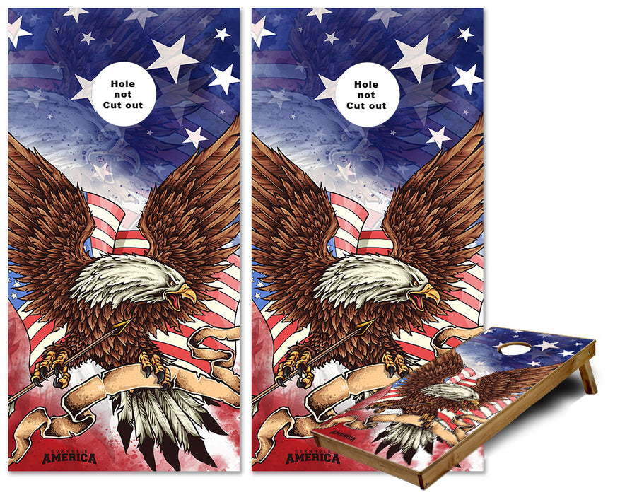 American Eagle US Flag stars and stripes cornhole wraps