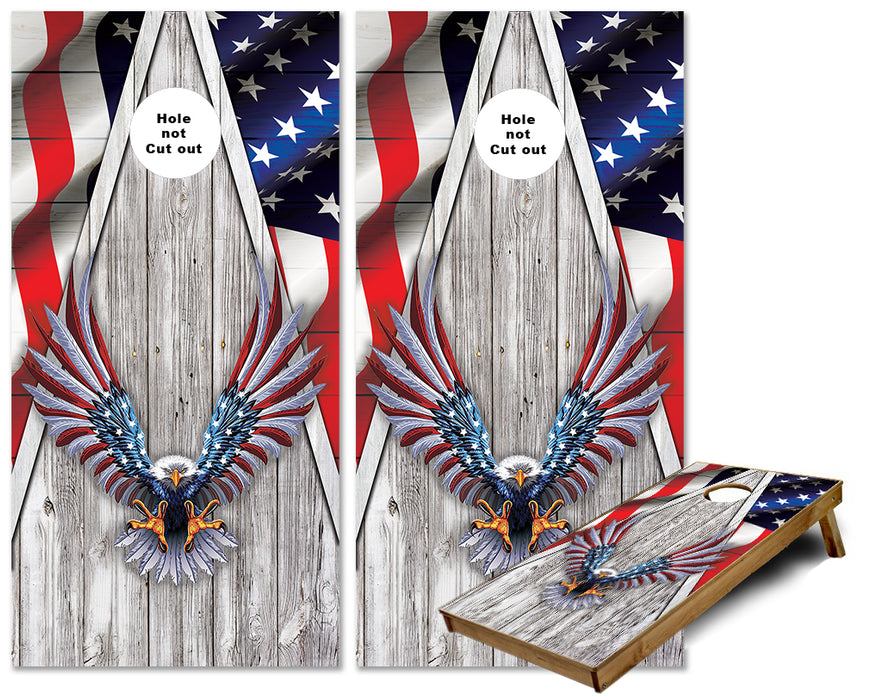 American Eagle Triangle theme US Flag cornhole wraps