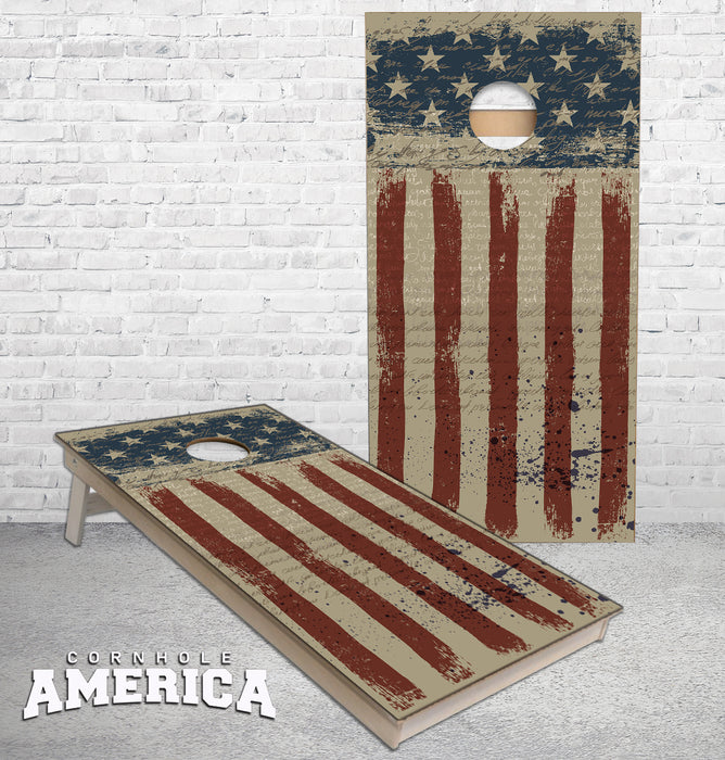 Grunge US Flag cornhole boards