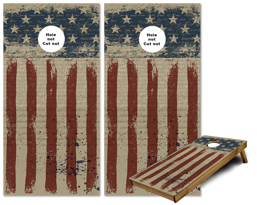 Grunge Flag with text cornhole wraps