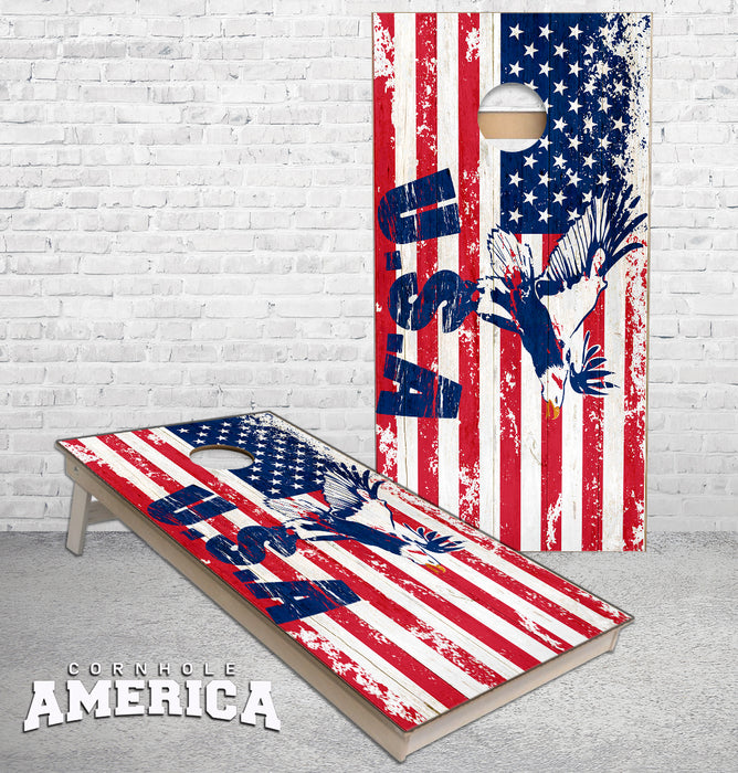 USA Flag with Eagle Cornhole Boards