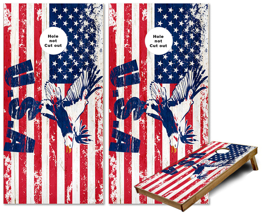 USA Eagle on American Flag cornhole wraps