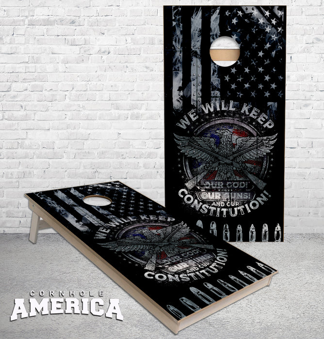 We will keep our guns US Constitution cornhole boards