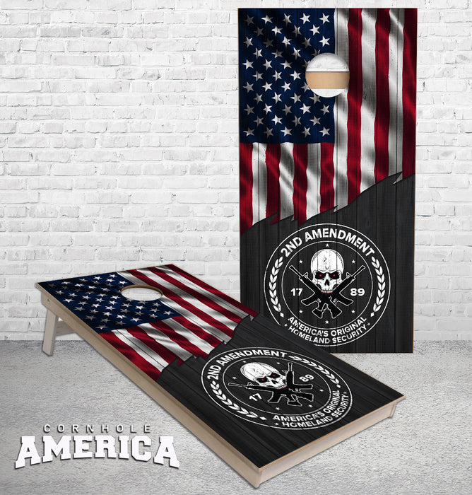 2nd Amendment Jagged US rippled flag cornhole boards