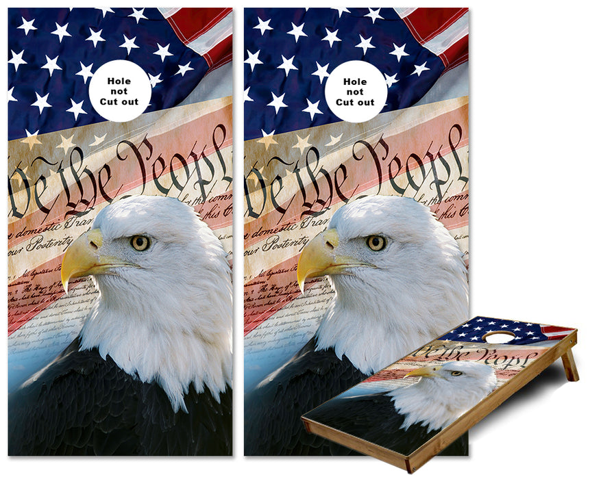 We the People Bald Eagle US Flag cornhole wraps