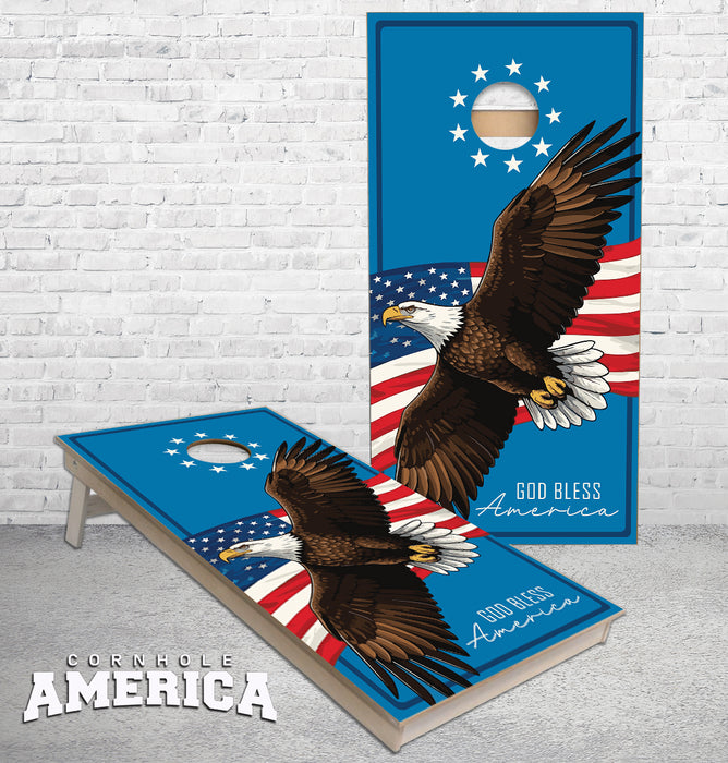 United States Flag Bald Eagle God Bless America Cornhole Boards