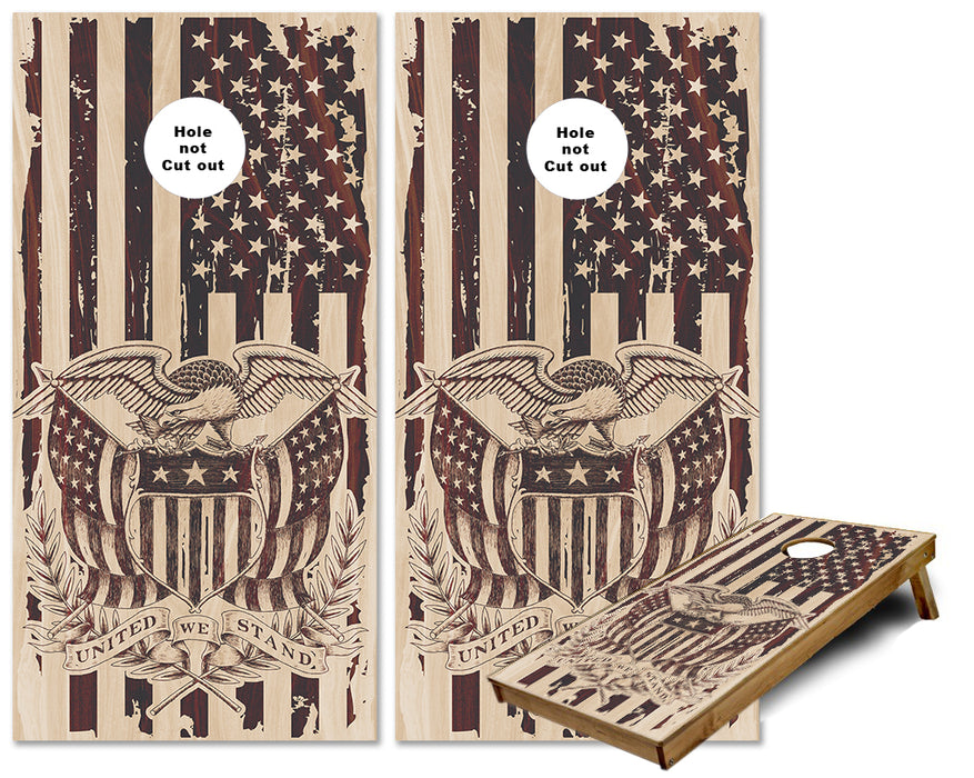 United We Stand American Flag cornhole wraps