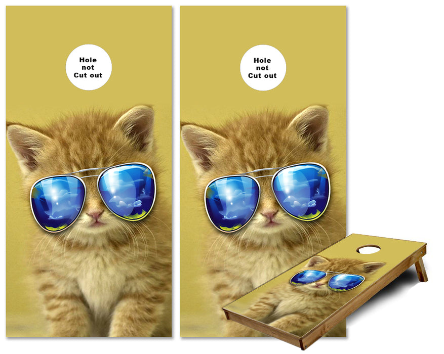 Kitty Cat Aviator glasses cornhole wraps