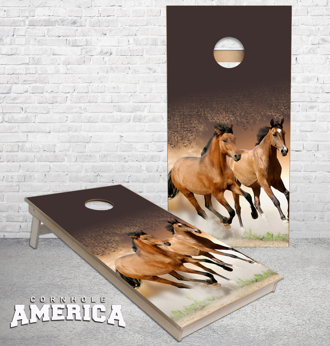 Horses Running Cornhole Boards