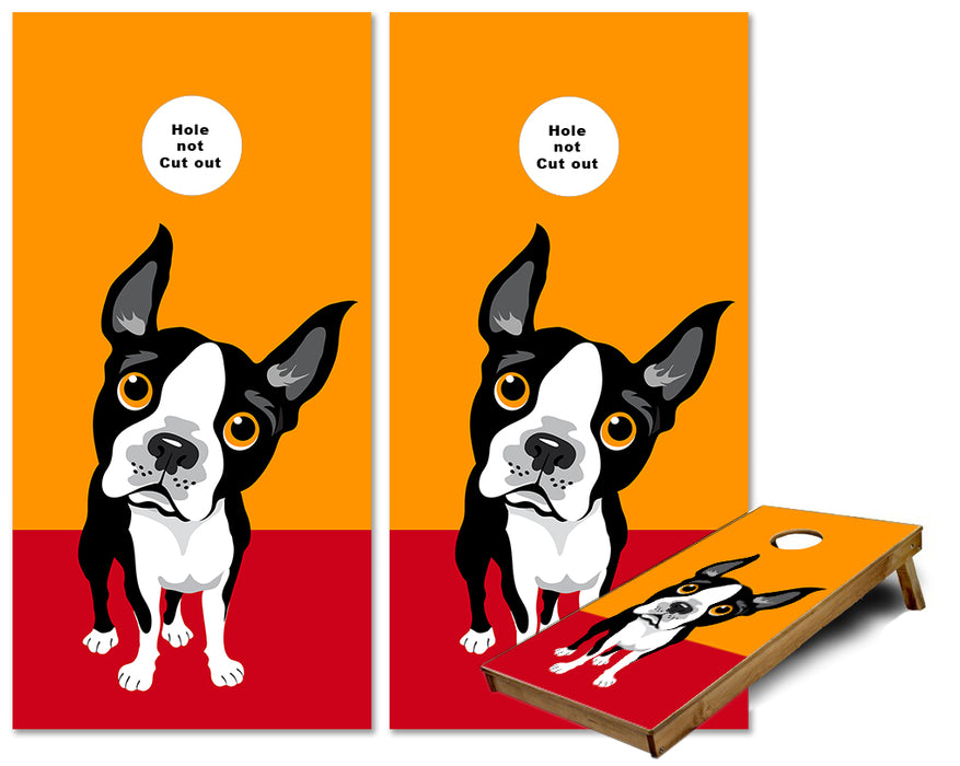 Boston Terrier Funny face cornhole wraps