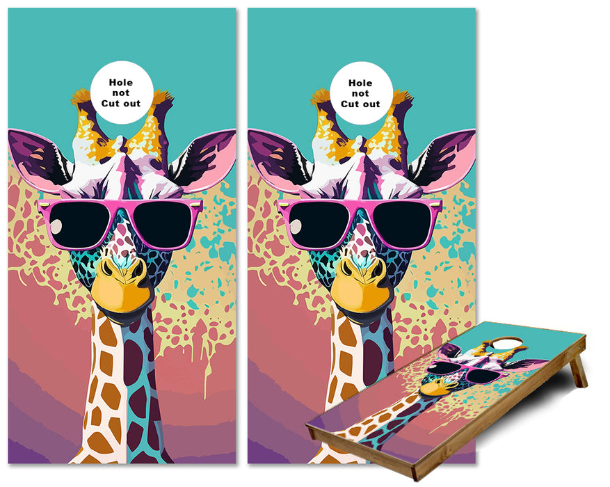 Funny Giraffe with Sunglasses cornhole wraps