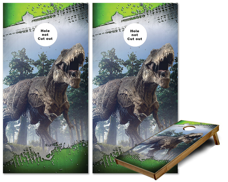 T Rex Dinosaur jagged edge cornhole wraps