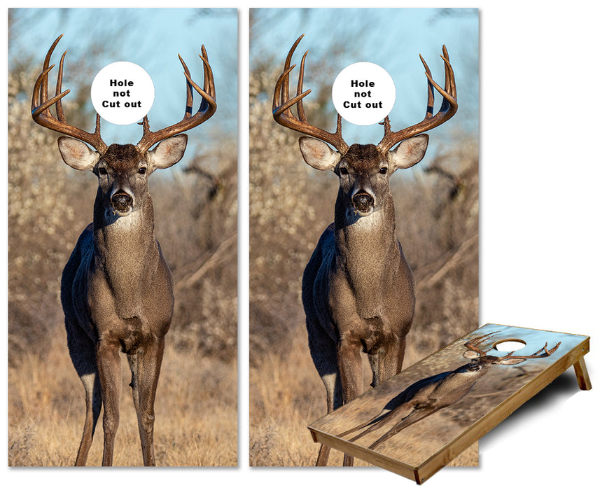 White Tail Buck with Wide Antlers cornhole wraps