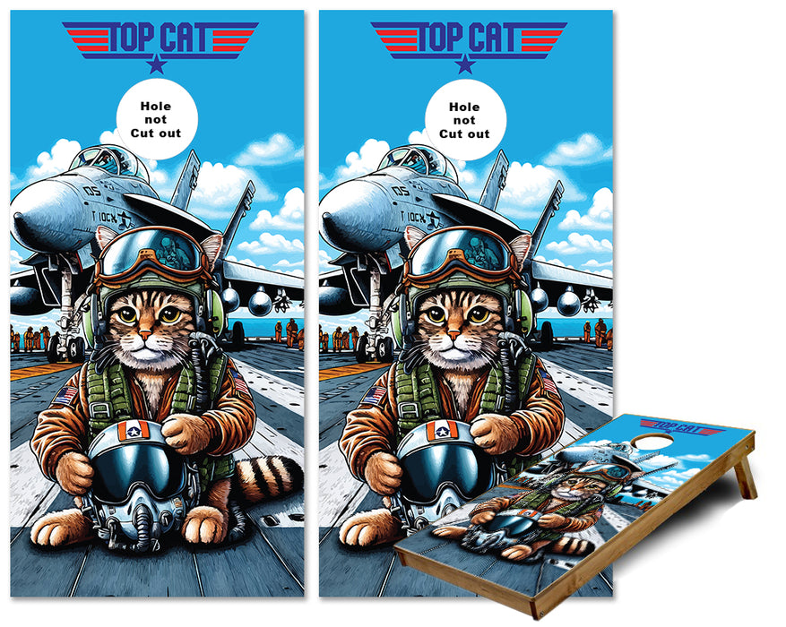 Top Gun has met Top Cat Fighter jet pilot cornhole wraps