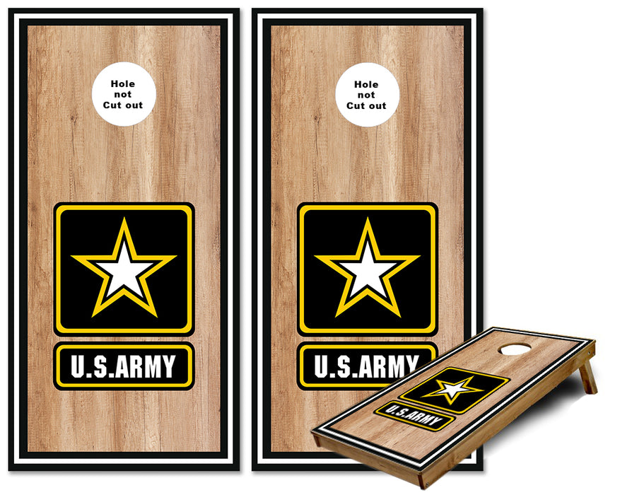 US Army stained wood Cornhole wraps