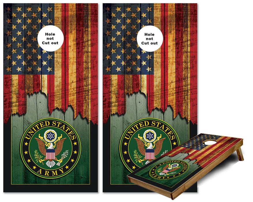 Jagged US Flag with United States Army cornhole wraps