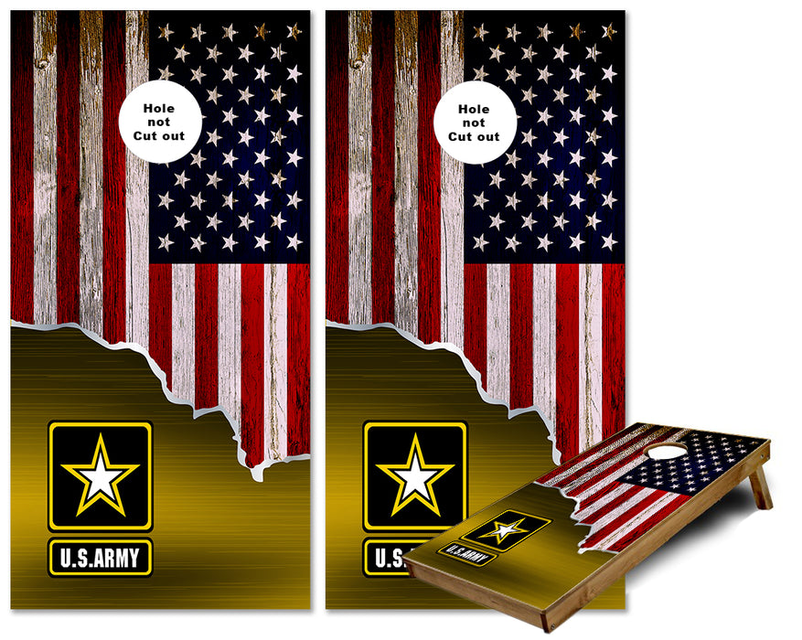 Army American Flag torn Metal cornhole wraps