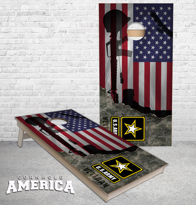 Army Vietnam Veteran US Flag cornhole boards