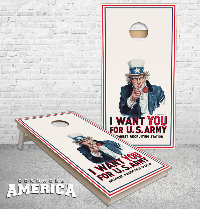 Uncle Sam We Want You cornhole boards