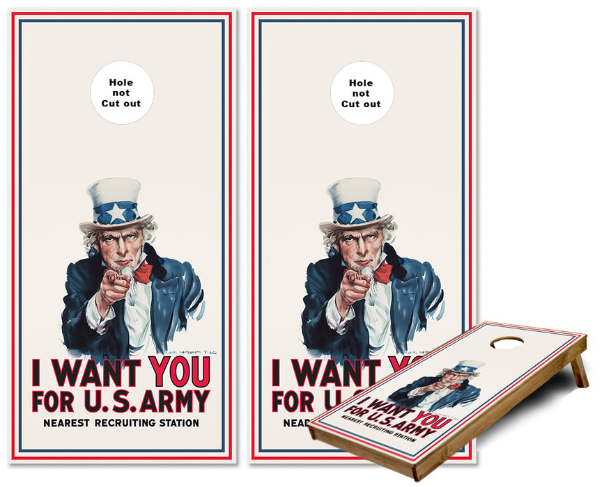 Uncle Sam We Want You cornhole wraps