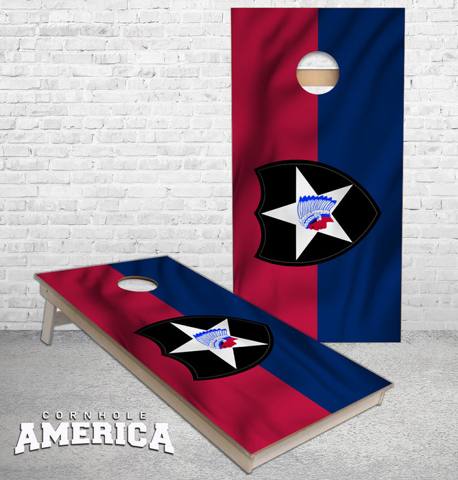 2nd Infantry flag cornhole boards