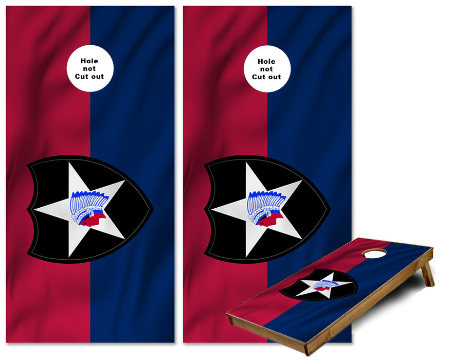 2nd Infantry flag cornhole wraps