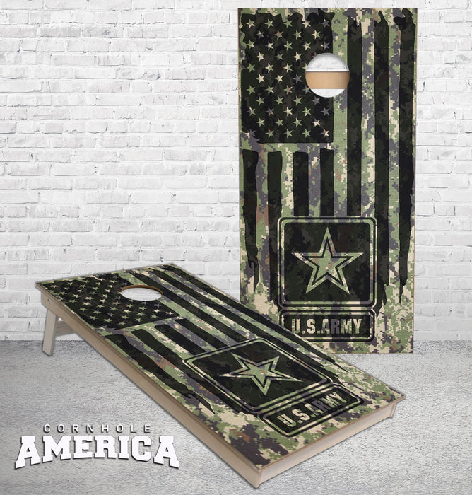 Army US Flag Camo cornhole boards