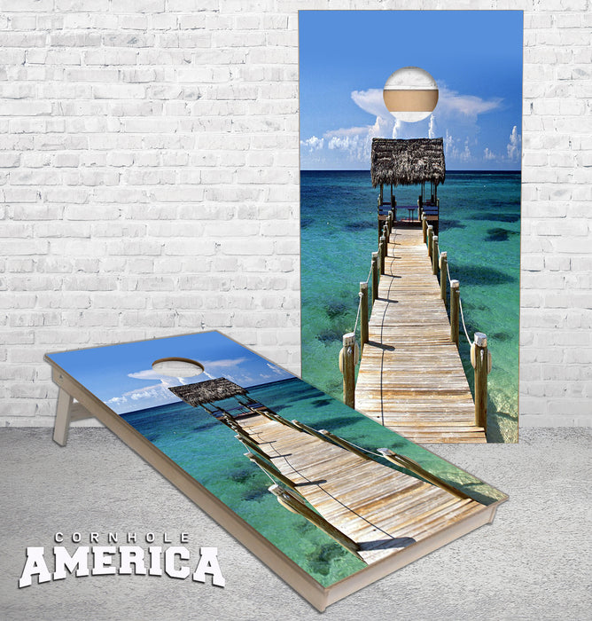 Beach Dock to the Ocean cornhole boards