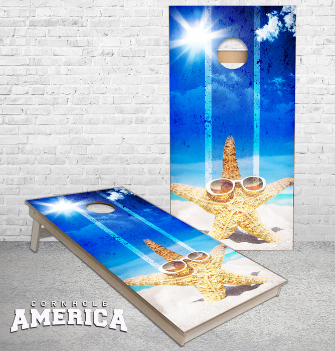 Sun Bathing Starfish cornhole boards