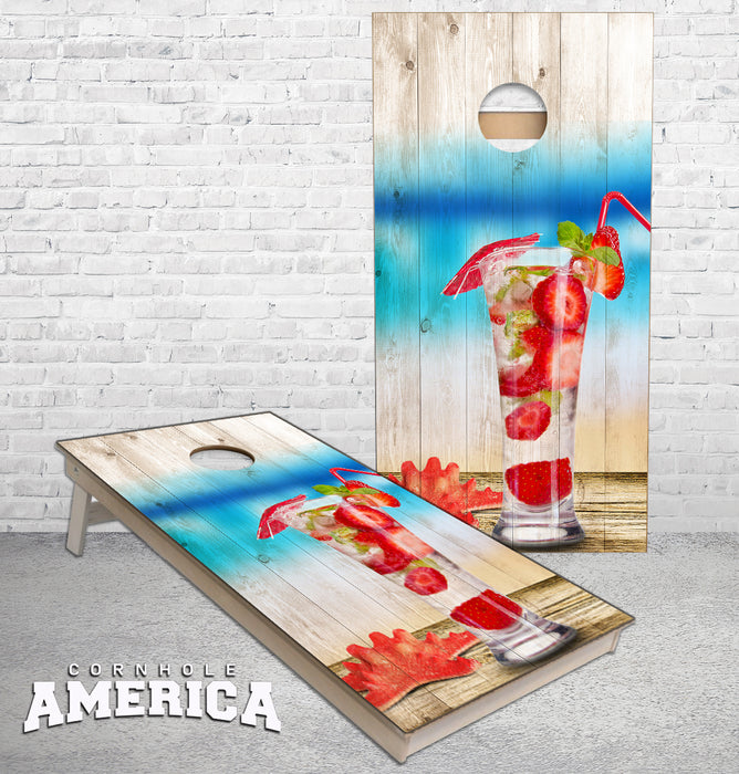 Fresh Fruit Beach Cocktail cornhole boards