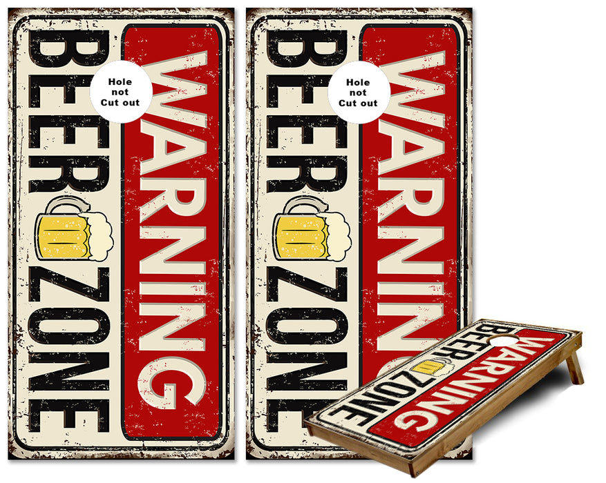 Warning Beer Zone cornhole wraps