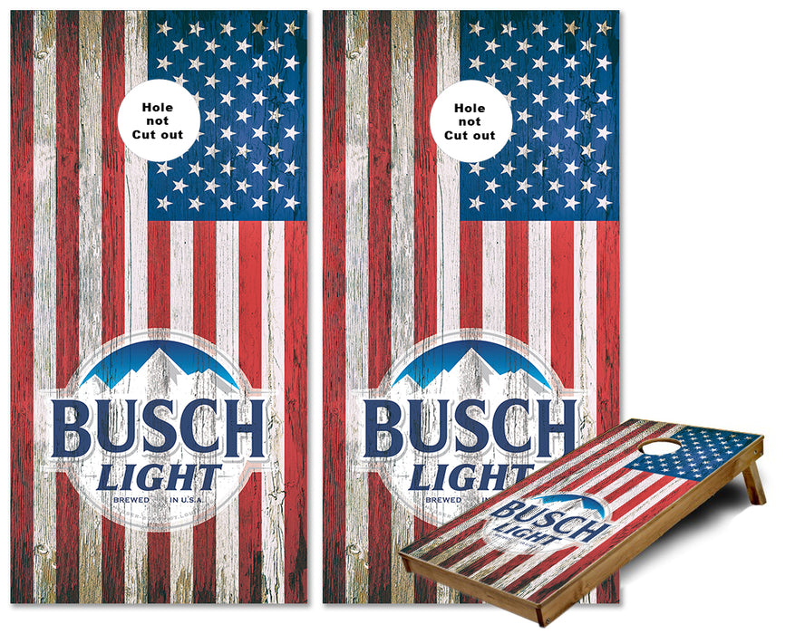 Busch Light American Flag weathered cornhole wraps