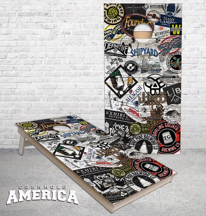 Boston Massachusetts Craft Brewery collage cornhole boards