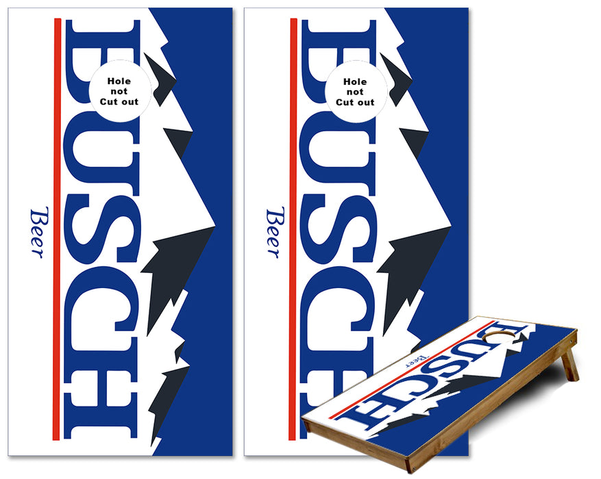 Busch Beer head for the mountains cornhole wraps